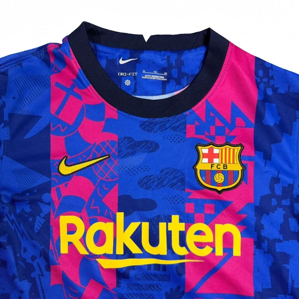 Nike FC Barcelona 2021-22 Champions League Home Jersey Youth XL Blue Pink DB6241